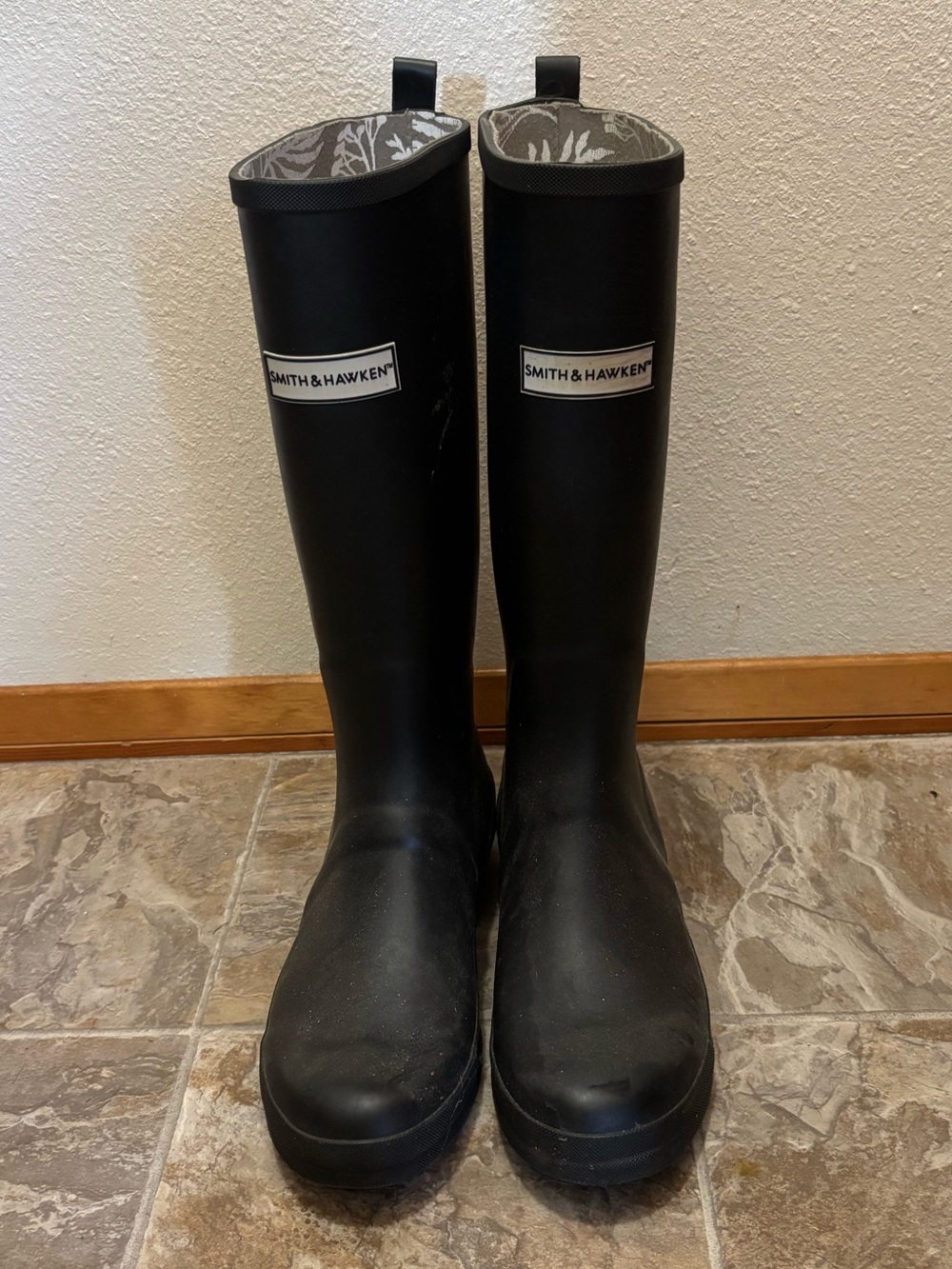 Black Knee High Rain Boots